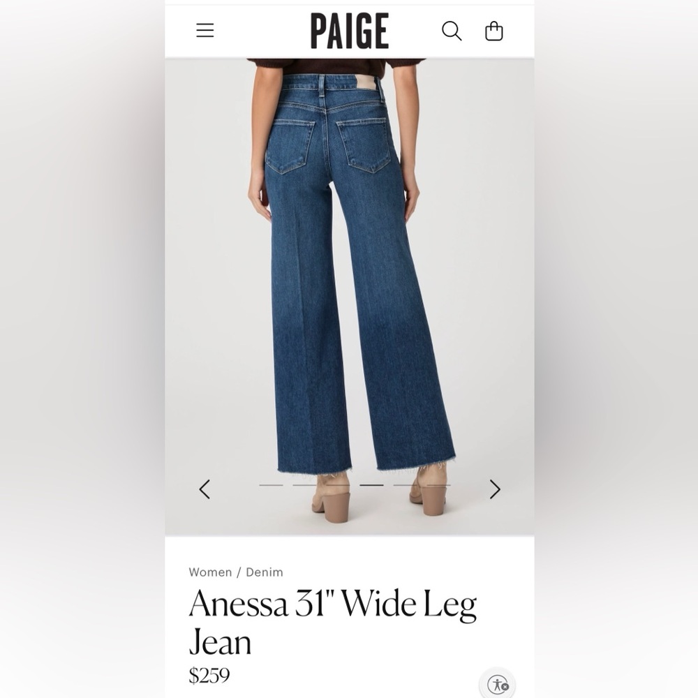 PAIGE Anessa Flare Wide Leg Jeans in Blue Size25 - Picture 3 of 9